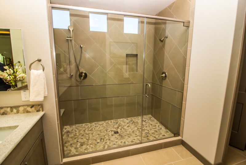 Finished Shower with Glass Enclosure